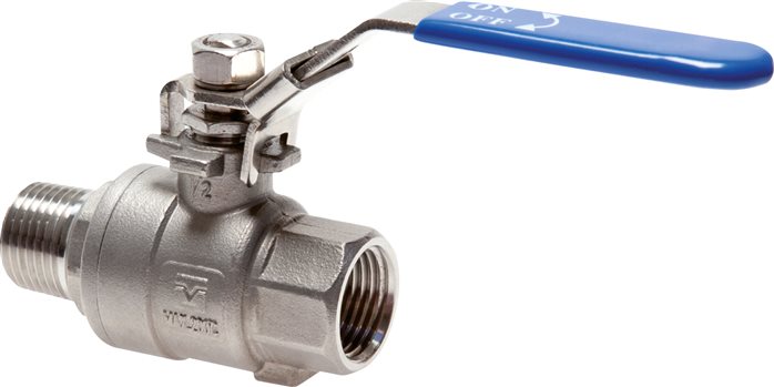 Exemplary representation: Stainless steel ball valve, 2-part, lightweight design, full bore, standard