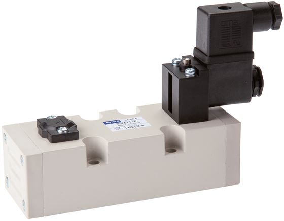 Exemplary representation: 5/2-way ISO solenoid valve with spring return